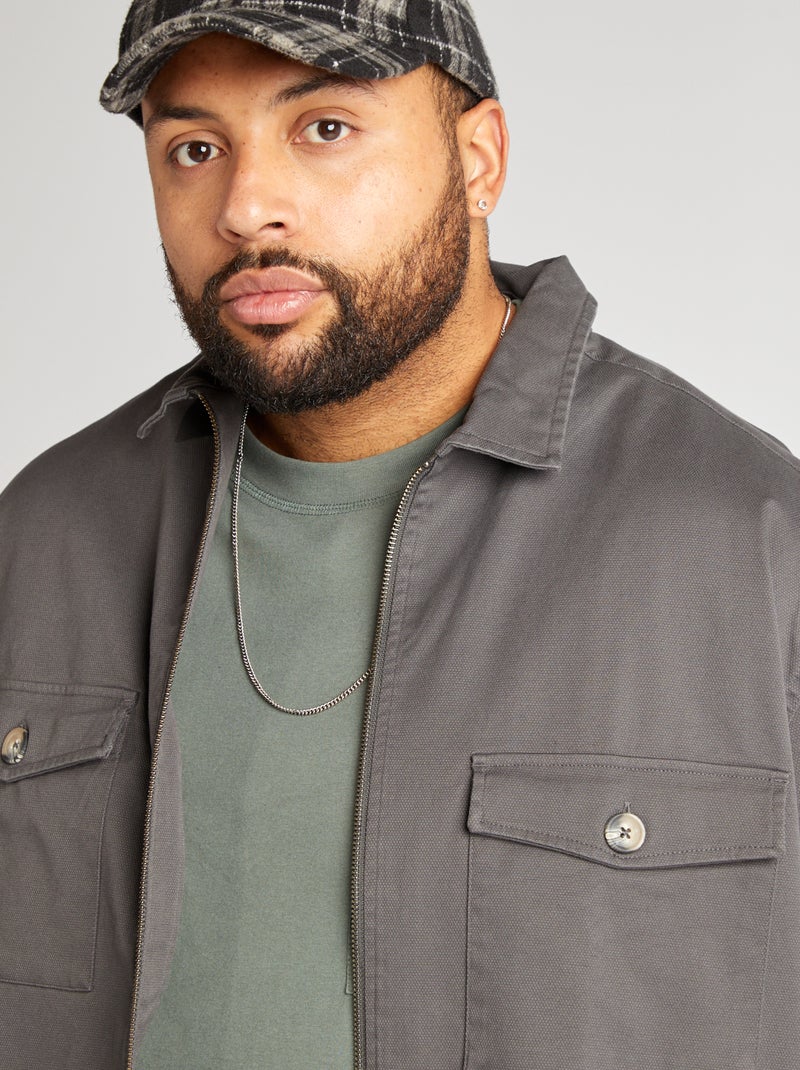 Sobrecamisa de sarga gris - Kiabi