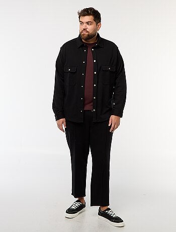 Sobrecamisa de tejido piqué con abertura de botones a presión