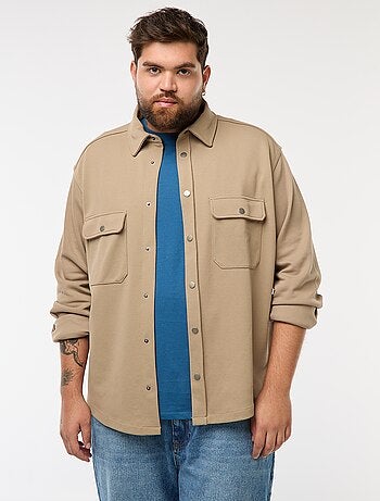 Sobrecamisa de tejido piqué con abertura de botones a presión