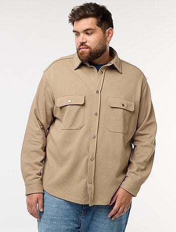 Sobrecamisa de tejido piqué con abertura de botones a presión