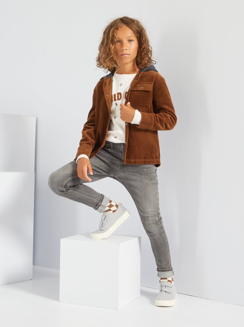 Sobrecamisa de terciopelo con capucha NARANJA - Kiabi