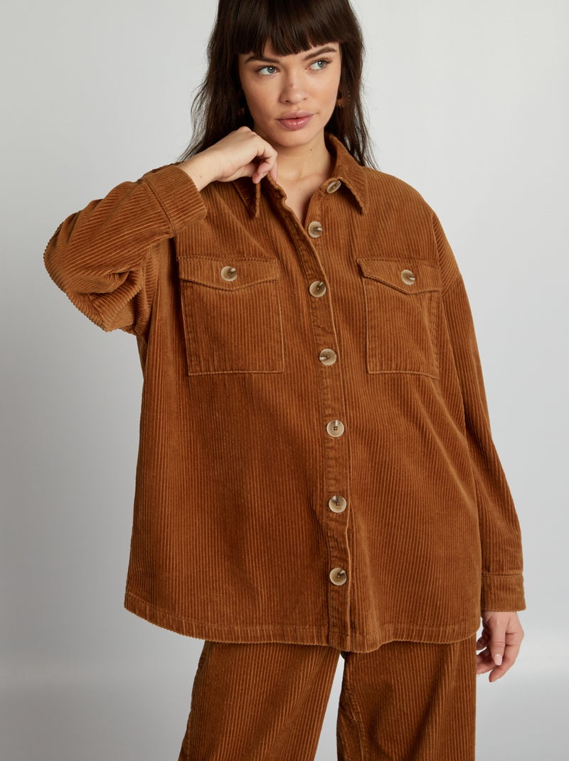 Sobrecamisa de terciopelo MARRON - Kiabi