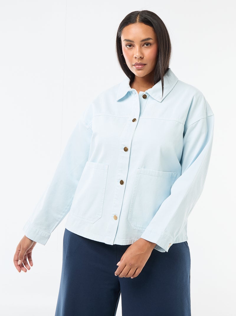 Sobrecamisa de twill con 2 bolsillos de parche Azul - Kiabi