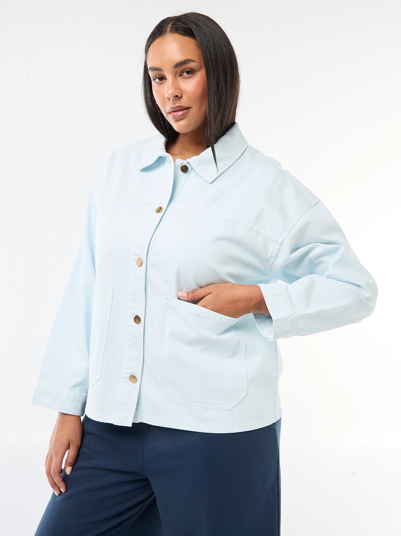 Sobrecamisa de twill con 2 bolsillos de parche Azul - Kiabi