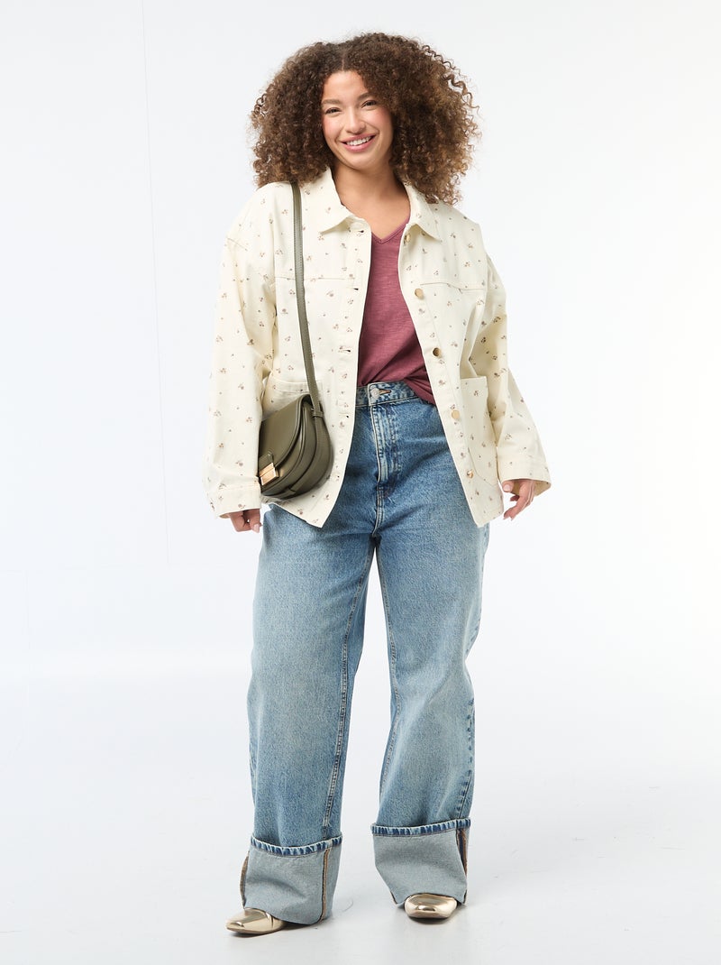 Sobrecamisa de twill con 2 bolsillos de parche Blanco - Kiabi