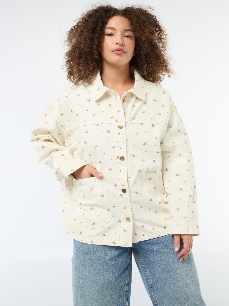 Sobrecamisa de twill con 2 bolsillos de parche Blanco - Kiabi