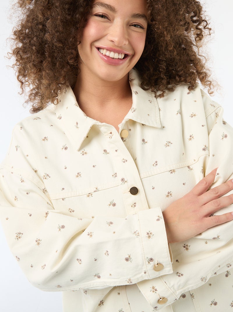 Sobrecamisa de twill con 2 bolsillos de parche Blanco - Kiabi