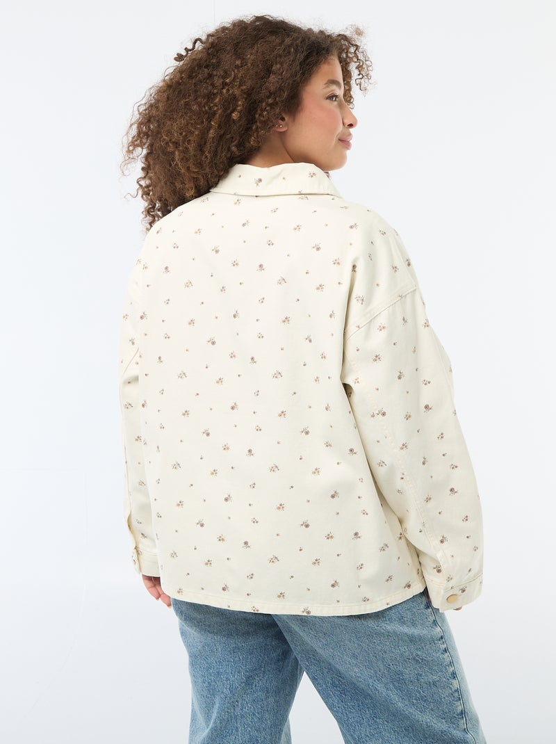 Sobrecamisa de twill con 2 bolsillos de parche Blanco - Kiabi