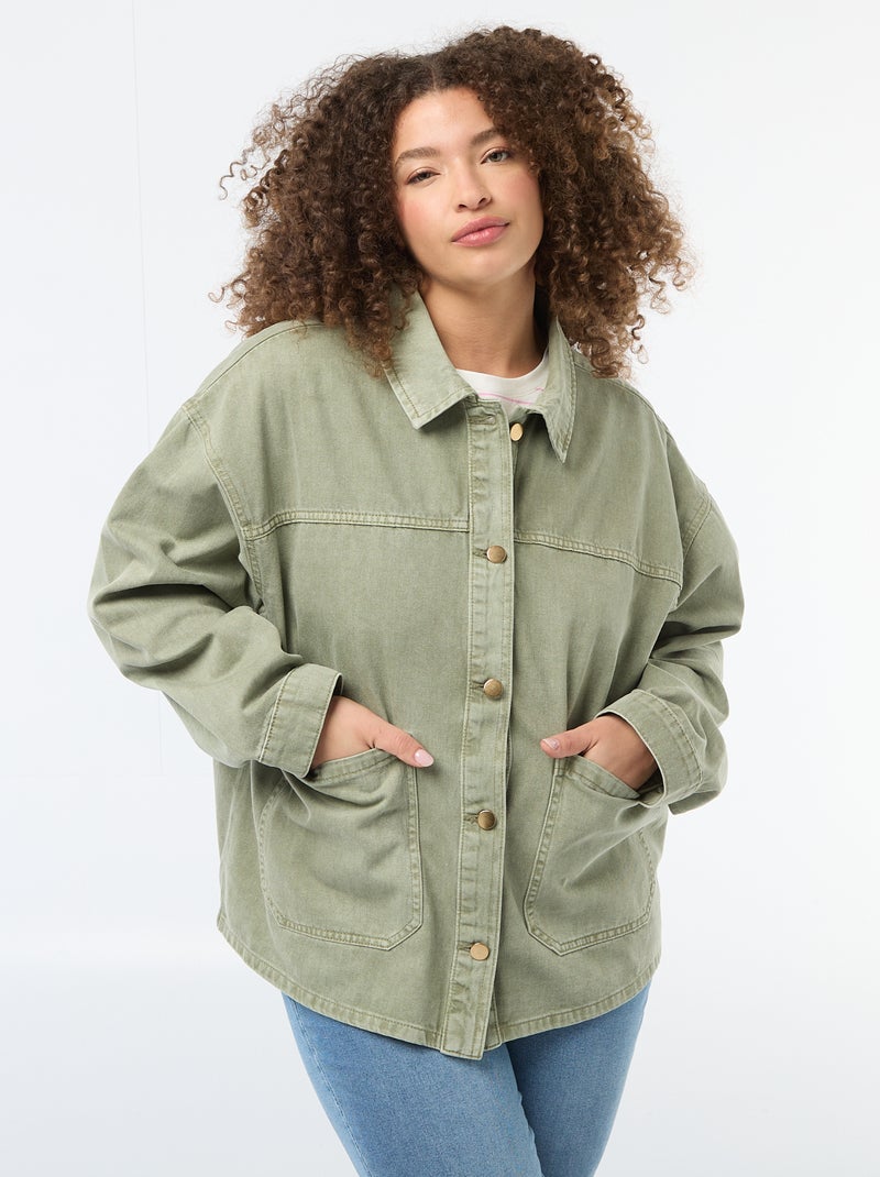 Sobrecamisa de twill con 2 bolsillos de parche Kaki - Kiabi
