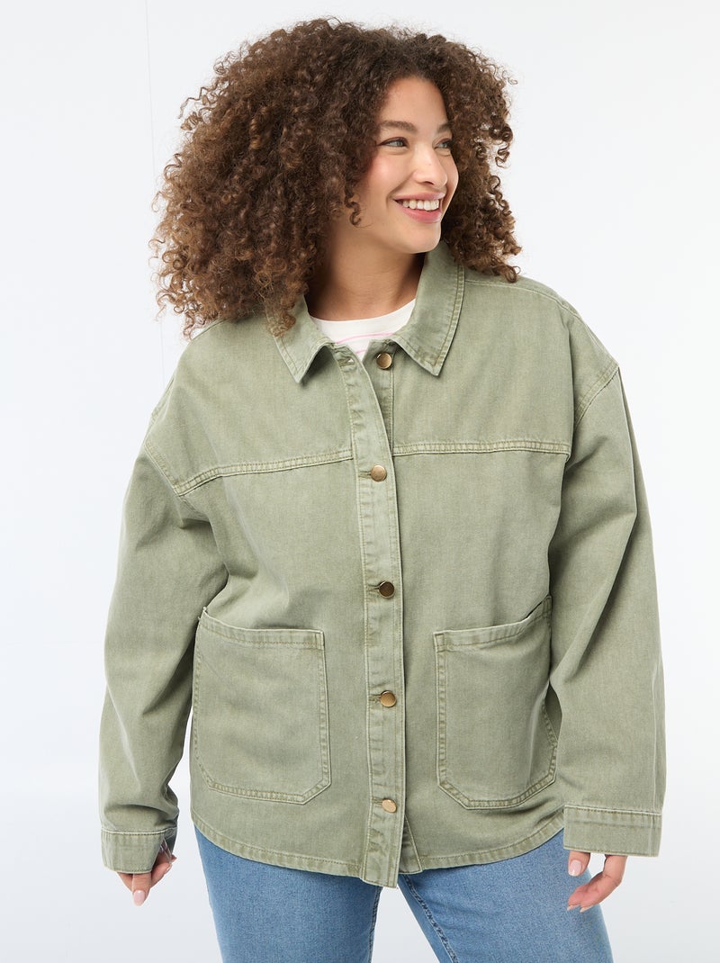 Sobrecamisa de twill con 2 bolsillos de parche Kaki - Kiabi