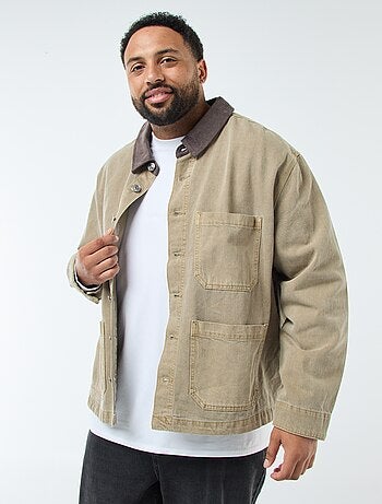Sobrecamisa de sarga con cuello contrastado
