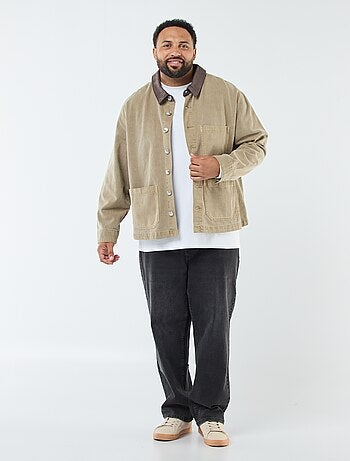 Sobrecamisa de sarga con cuello contrastado