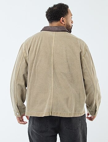 Sobrecamisa de sarga con cuello contrastado