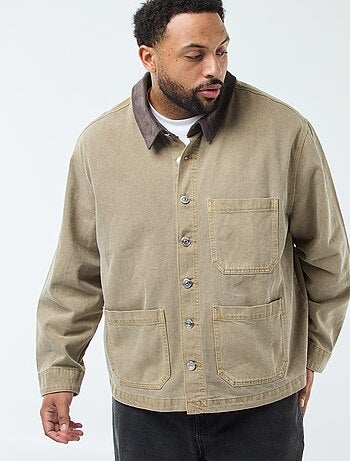 Sobrecamisa de sarga con cuello contrastado