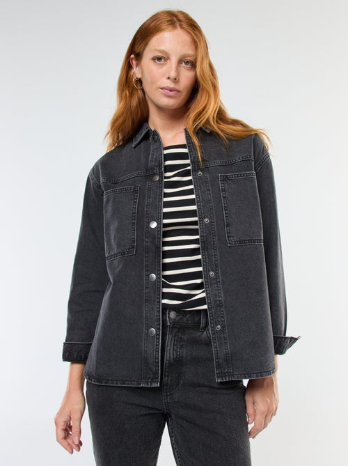Sobrecamisa denim con botones a presión - Kiabi