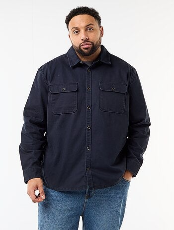 Sobrecamisa en twill con bolsillos en el pecho con solapa