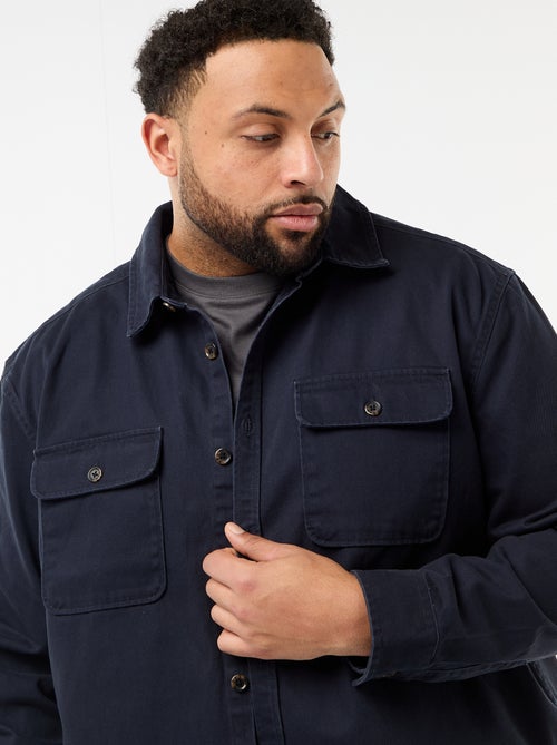 Sobrecamisa en twill con bolsillos en el pecho con solapa - Kiabi