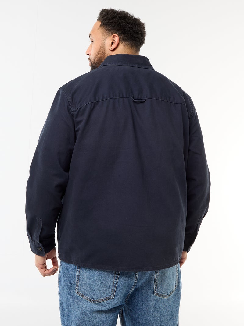 Sobrecamisa en twill con bolsillos en el pecho con solapa Azul - Kiabi