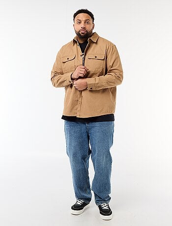 Sobrecamisa en twill con bolsillos en el pecho con solapa