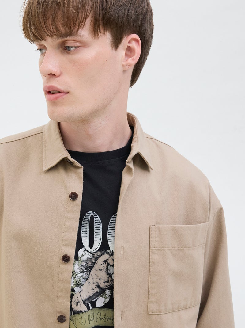 Sobrecamisa 'JJ Rebel' corte relajado en algodón Beige - Kiabi
