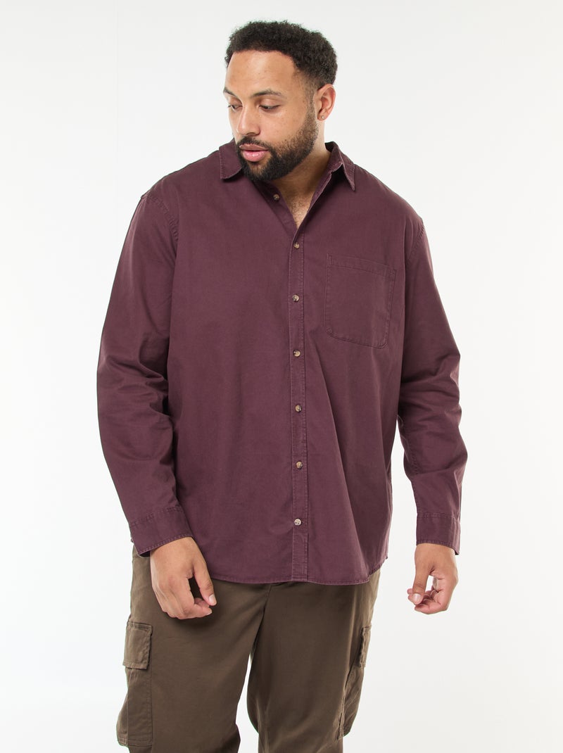 Sobrecamisa lisa con bolsillo en el pecho Purpura - Kiabi