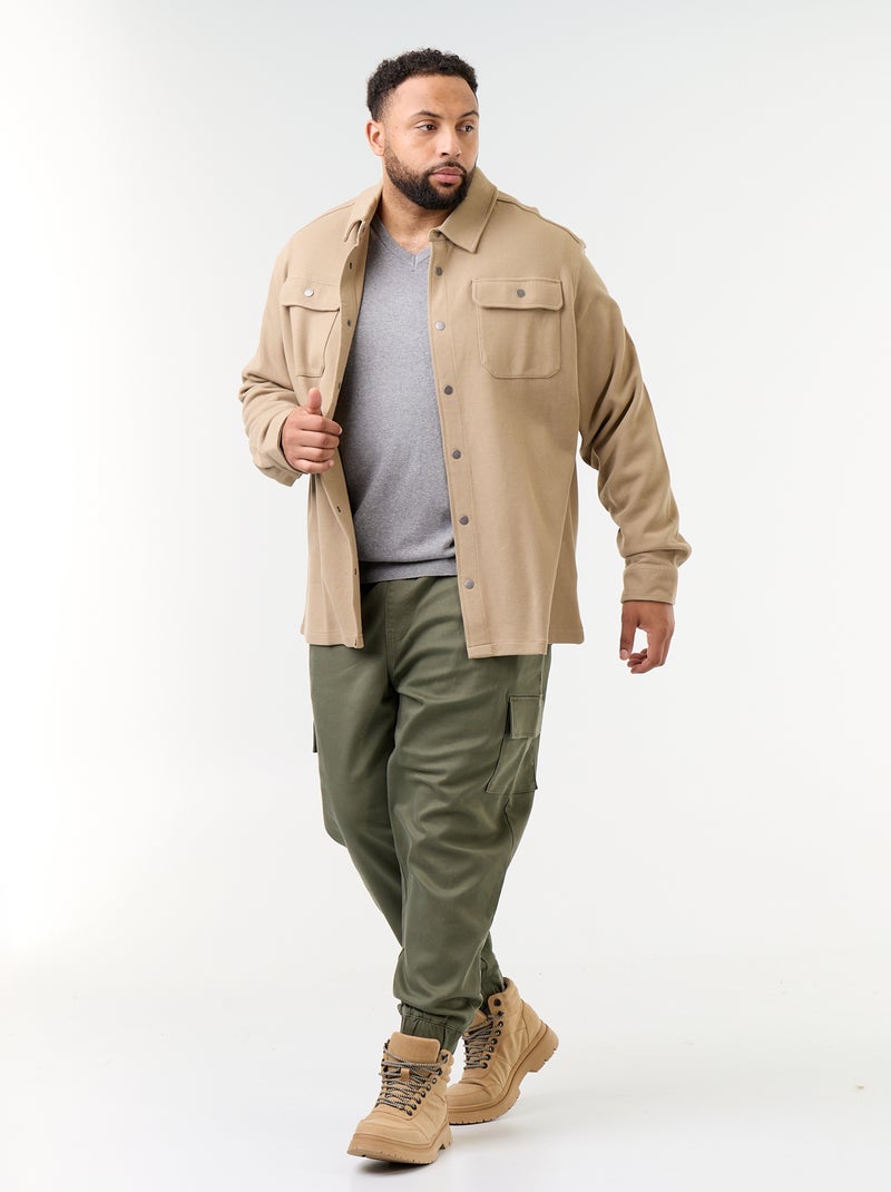 Sobrecamisa lisa de punto piqué Beige - Kiabi