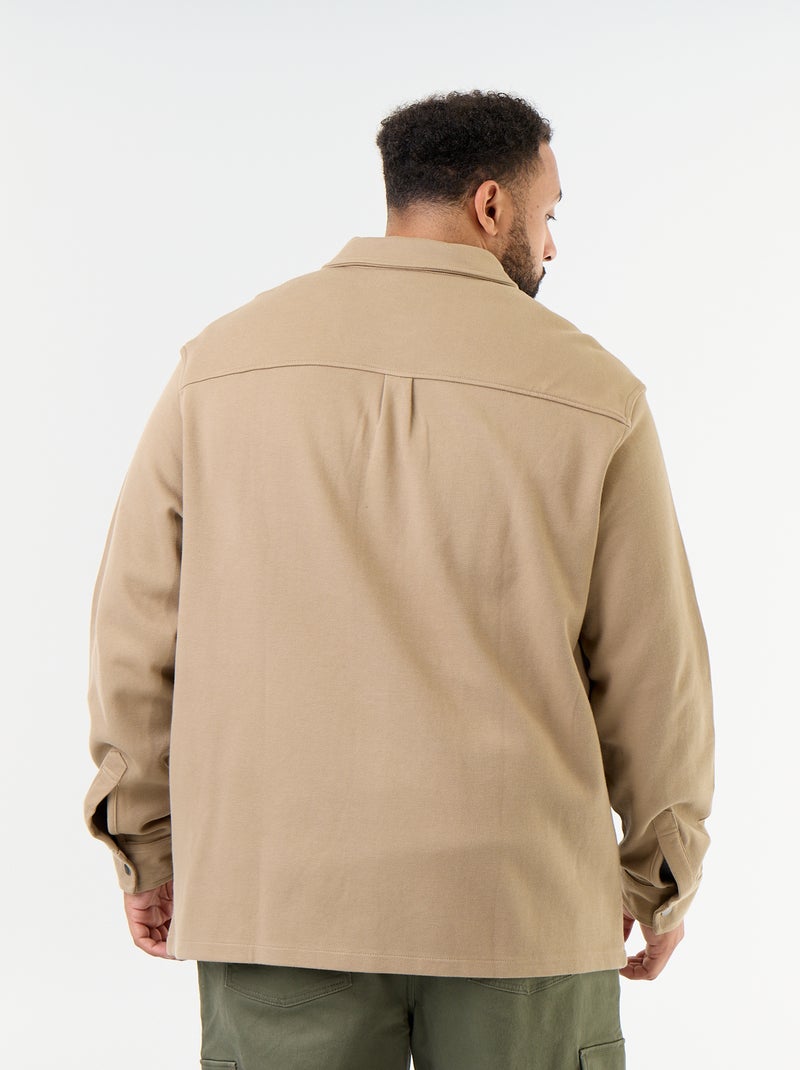 Sobrecamisa lisa de punto piqué Beige - Kiabi