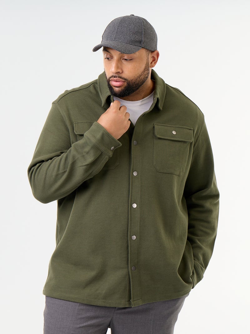 Sobrecamisa lisa de punto piqué Verde - Kiabi
