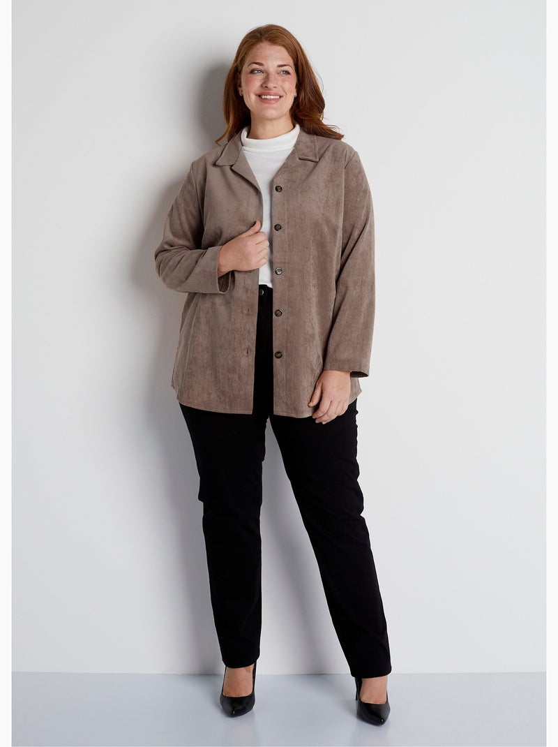 Sobrecamisa Milleraies de terciopelo con cuello sastre - Afibel Marrón - Kiabi