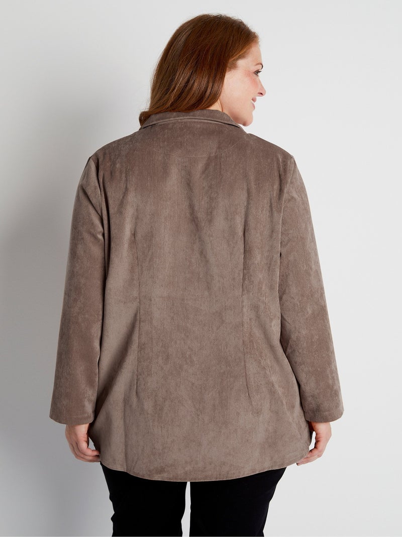 Sobrecamisa Milleraies de terciopelo con cuello sastre - Afibel Taupe - Kiabi