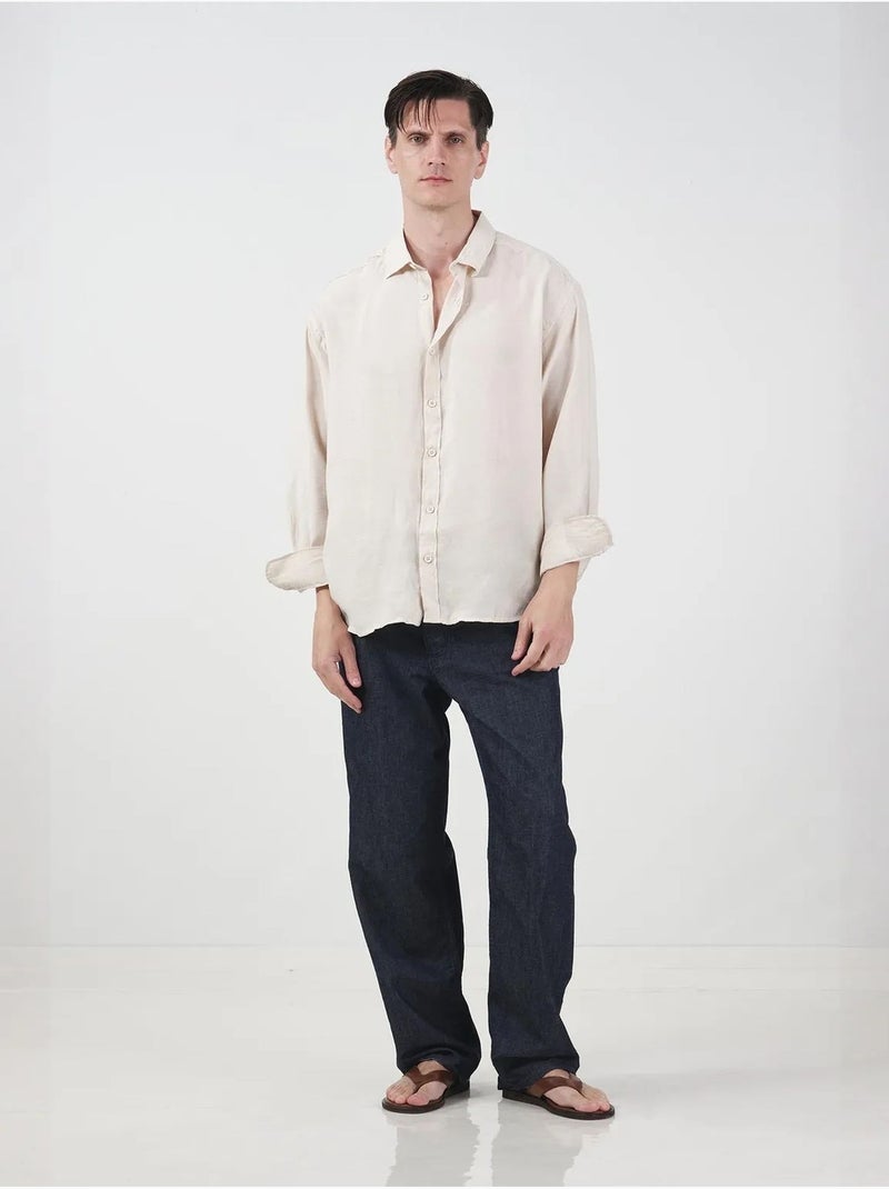 Sobrecamisa oversize de algodón liso giesto Beige natural - Kiabi
