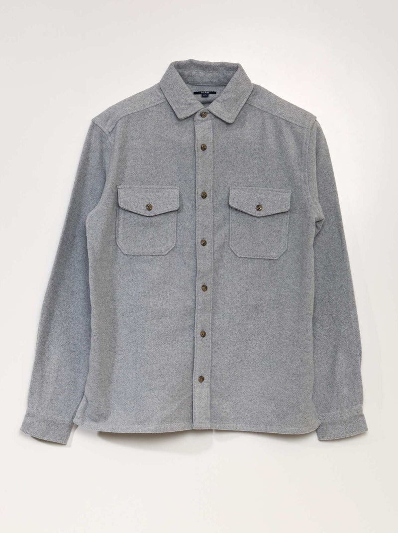 Sobrecamisa recta de franela GRIS - Kiabi