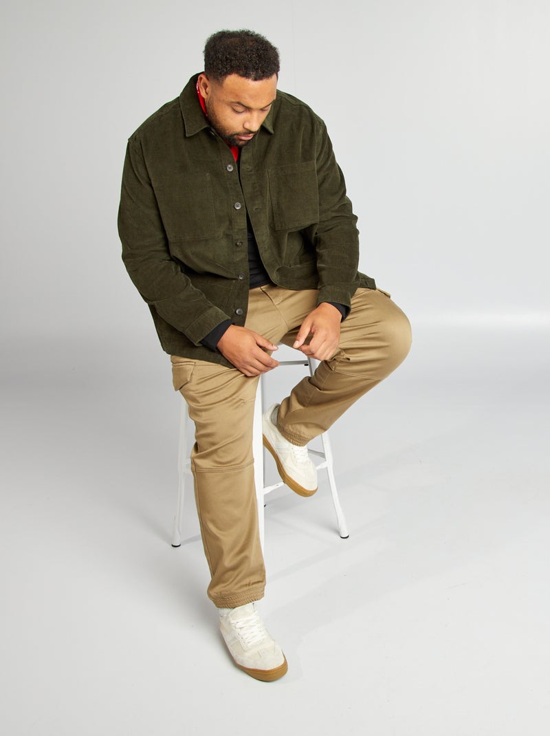 Sobrecamisa recta de terciopelo KAKI - Kiabi