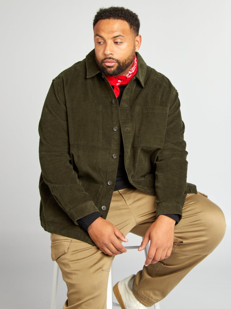 Sobrecamisa recta de terciopelo KAKI - Kiabi