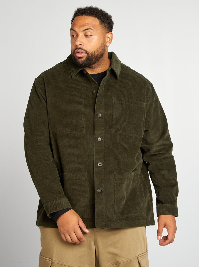 Sobrecamisa recta de terciopelo KAKI - Kiabi