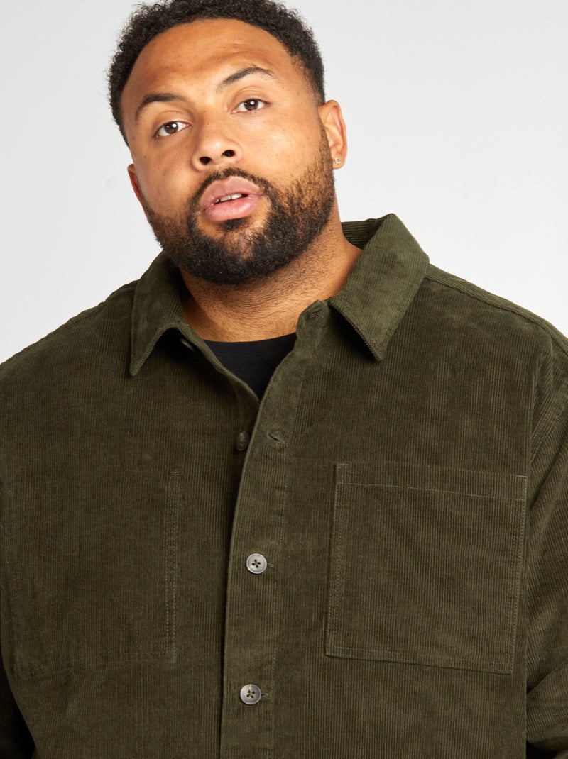 Sobrecamisa recta de terciopelo KAKI - Kiabi