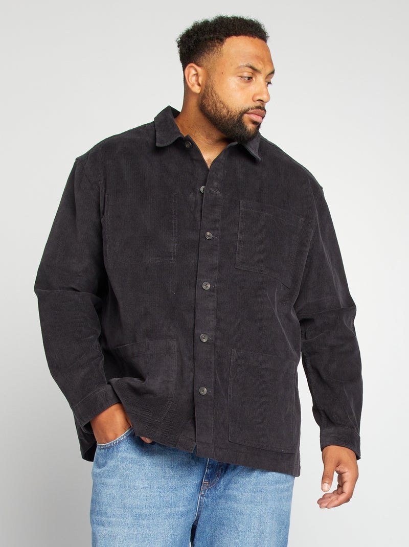 Sobrecamisa recta de terciopelo NEGRO - Kiabi