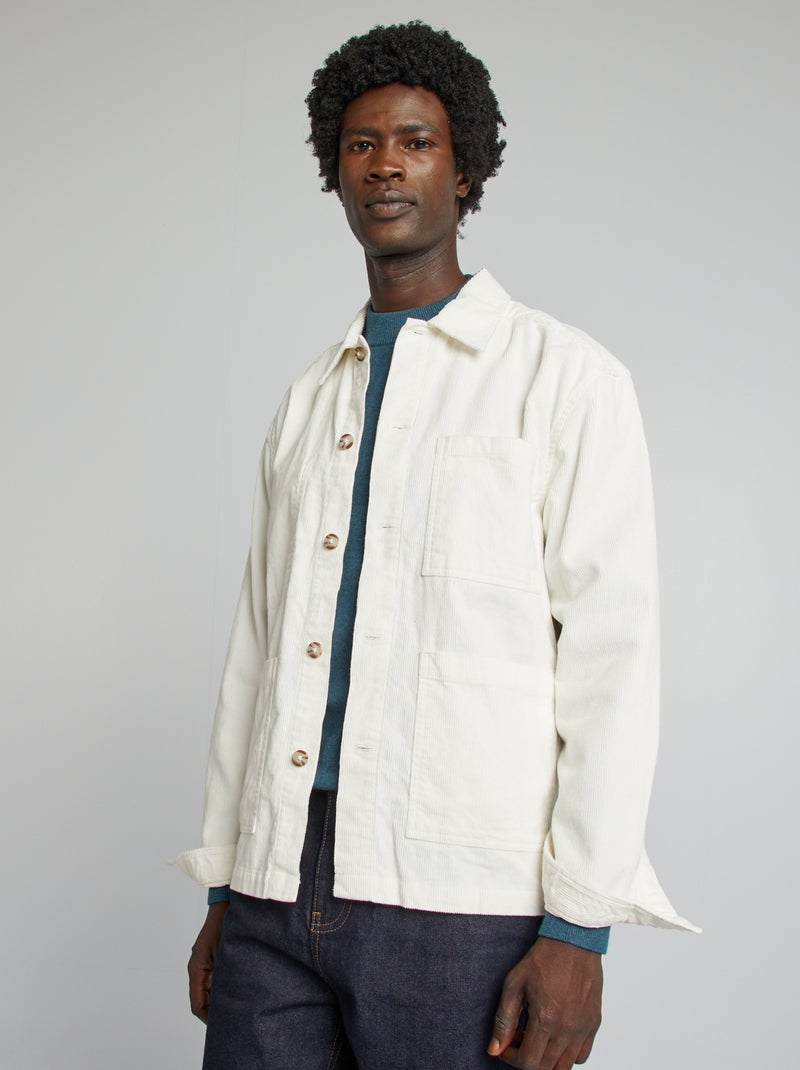 Sobrecamisa regular de terciopelo BLANCO - Kiabi