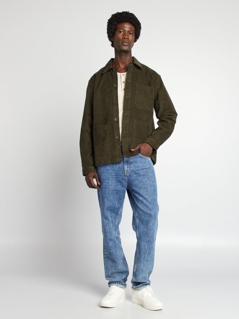 Sobrecamisa regular de terciopelo KAKI - Kiabi