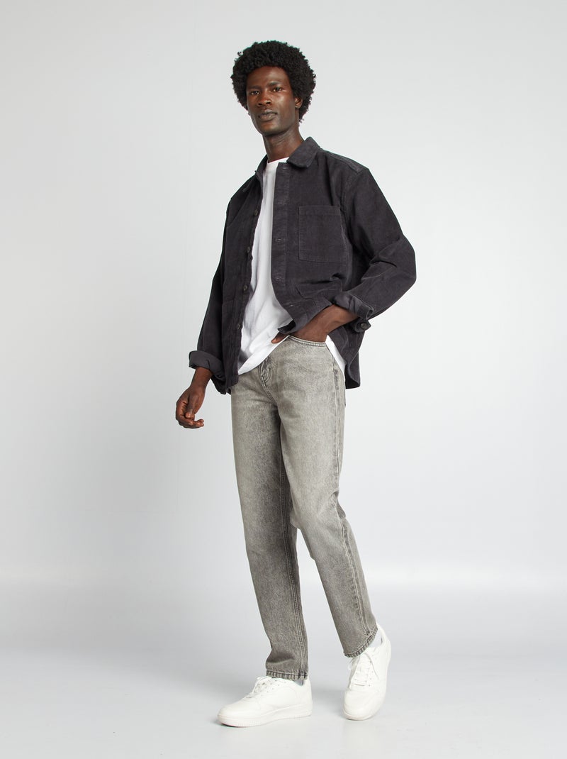 Sobrecamisa regular de terciopelo NEGRO - Kiabi