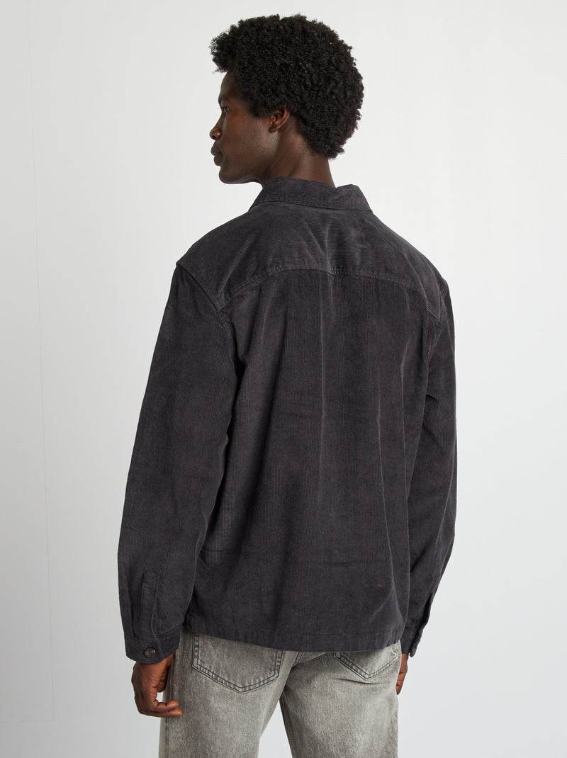 Sobrecamisa regular de terciopelo NEGRO - Kiabi