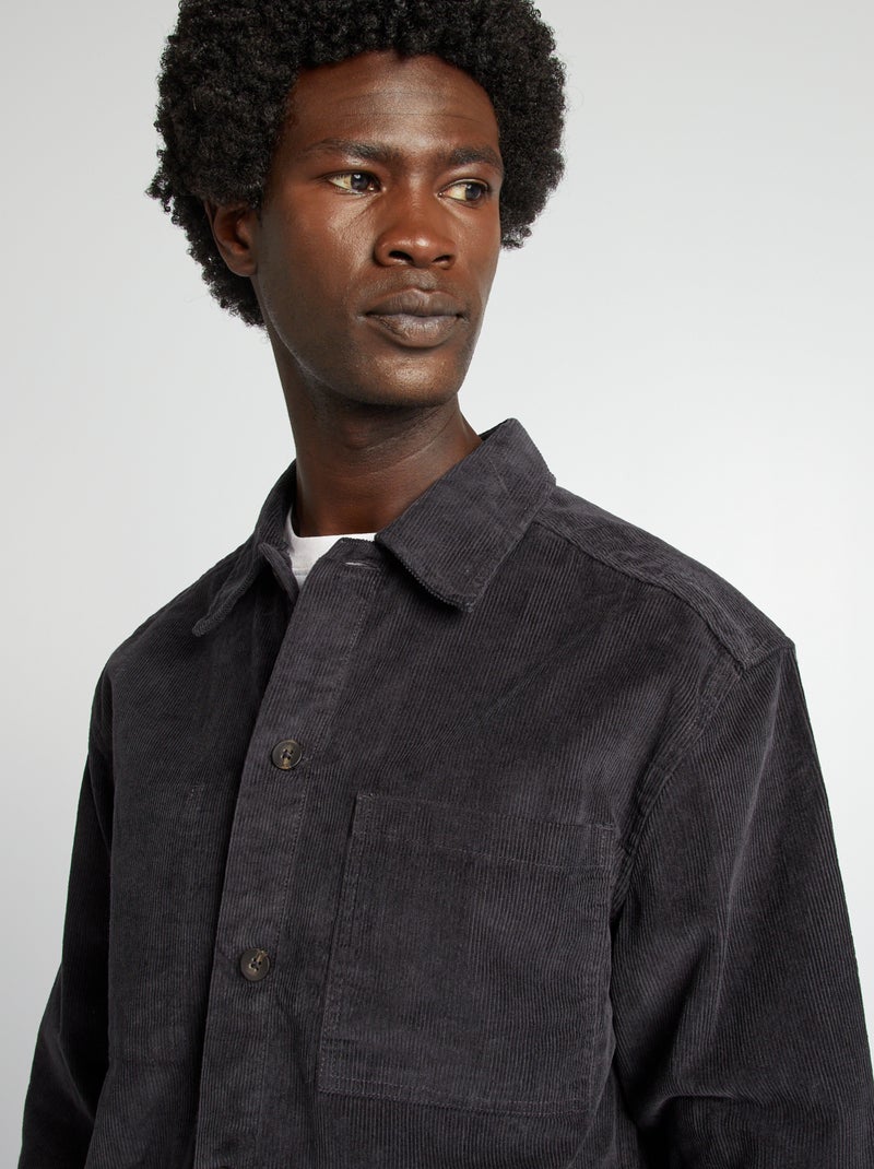 Sobrecamisa regular de terciopelo NEGRO - Kiabi