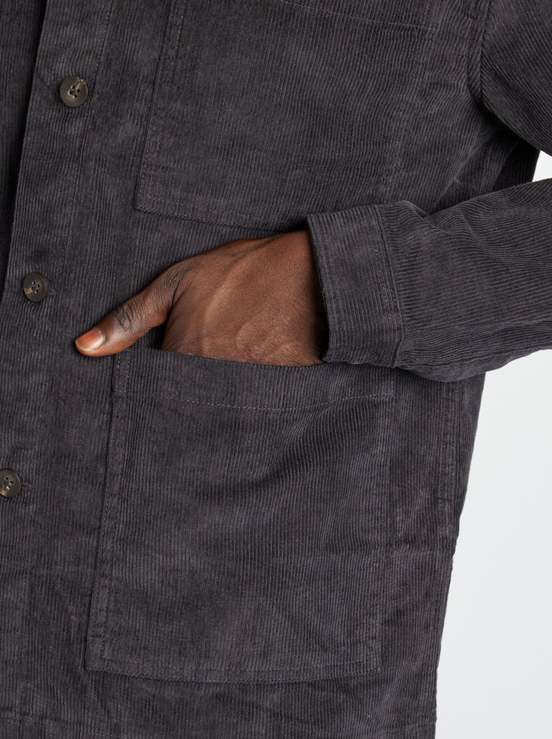 Sobrecamisa regular de terciopelo NEGRO - Kiabi