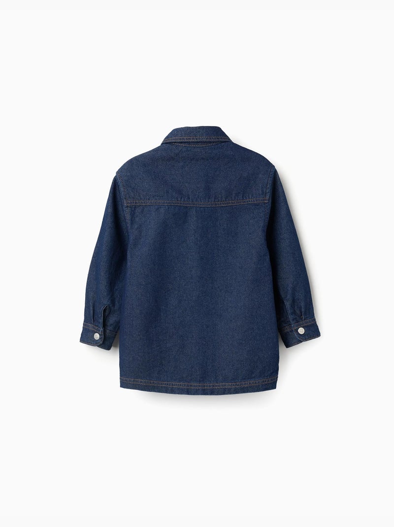 Sobrecamisa vaquera con bolsillos frontales Azul oscuro - Kiabi