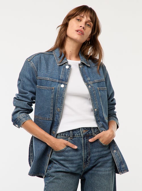 Sobrecamisa vaquera con botones a presión - Kiabi