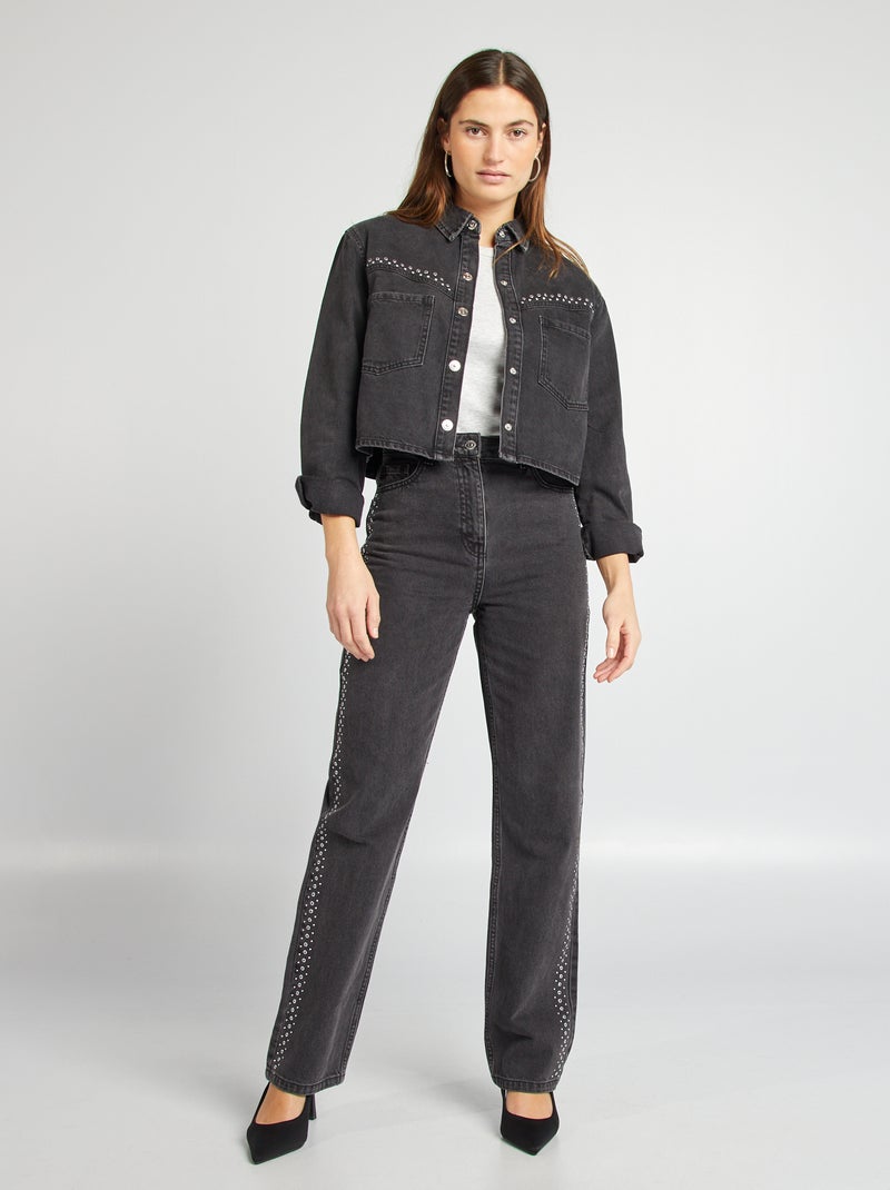 Sobrecamisa vaquera con detalles metálicos GRIS - Kiabi