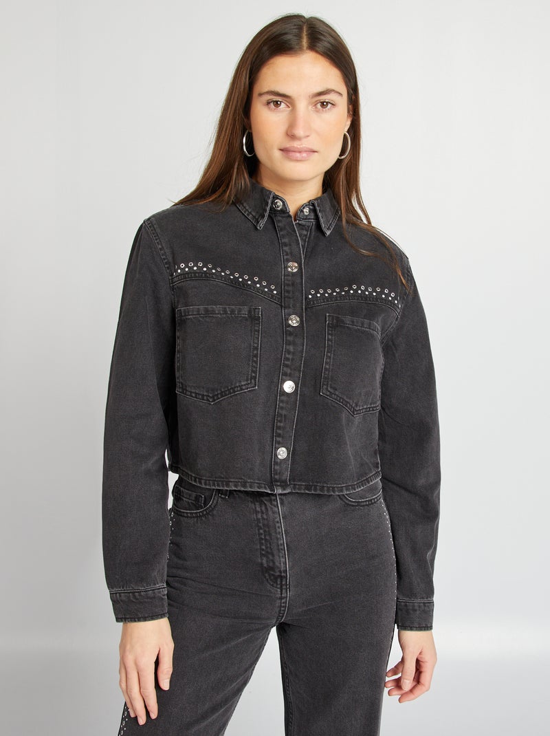 Sobrecamisa vaquera con detalles metálicos GRIS - Kiabi