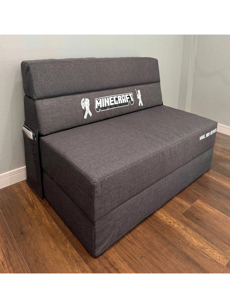 Sofá cama plegable para niños e invitados 'Roba' - Minecraft Gris gris blanco - Kiabi