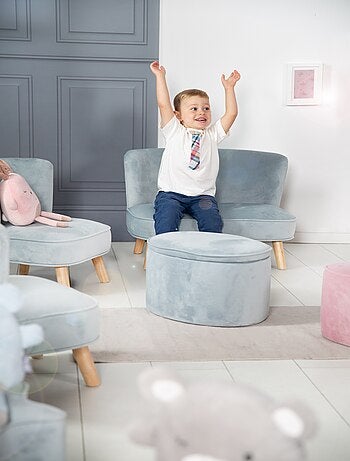 Sofá infantil en terciopelo con patas en madera maciza - ROBA 'lil sofa'