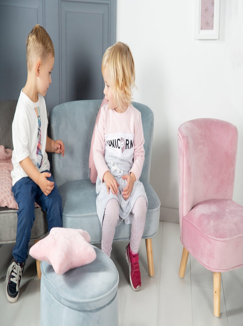 Sofá infantil en terciopelo con patas en madera maciza - ROBA 'lil sofa' Azul claro - Kiabi